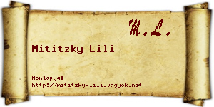 Mititzky Lili névjegykártya